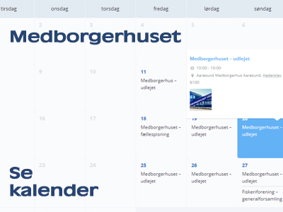 udlejningskalender for medborgerhuset